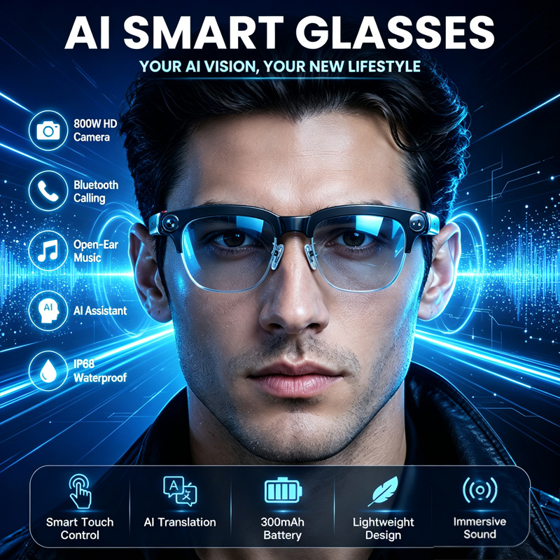 W630 Smart Glasses 800W HD Cam - Audio Music Image ulasan dan harga