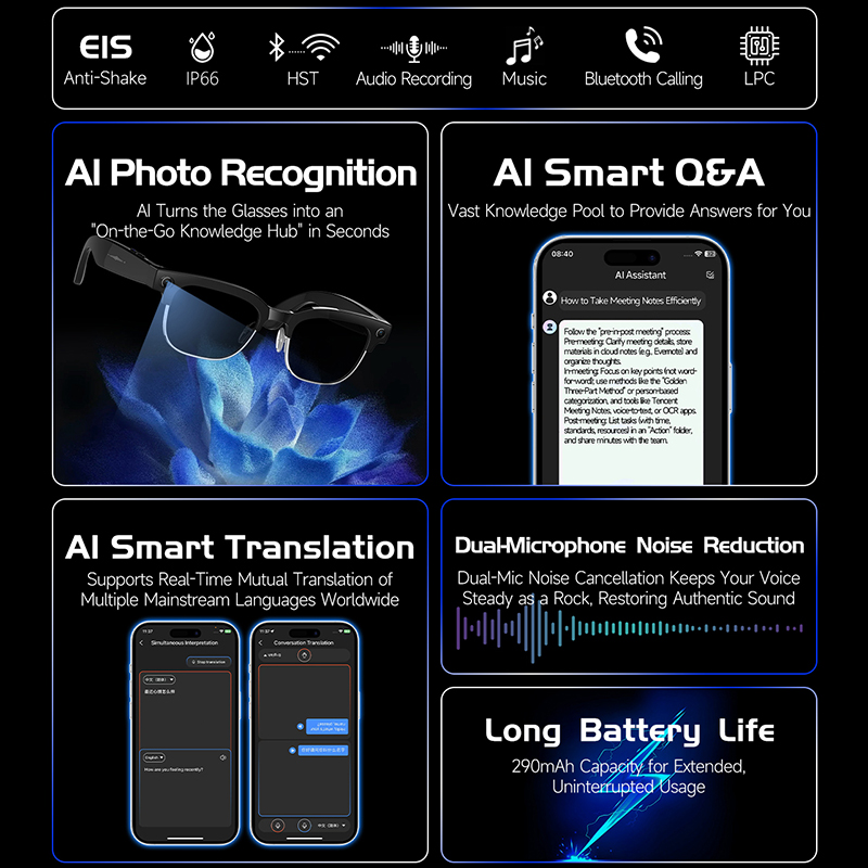 W630 Smart Glasses 800W HD Cam - Audio Music Image ulasan dan harga
