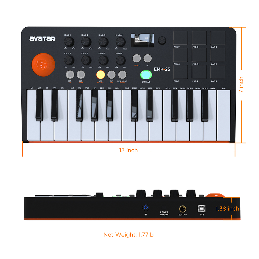 Keyboard MIDI Controller With  - Midi Controller Pad ulasan dan harga