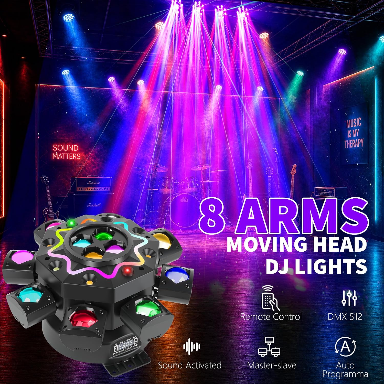200W Disco Party Lights 8 Arm  - Audio Music Dj ulasan dan harga