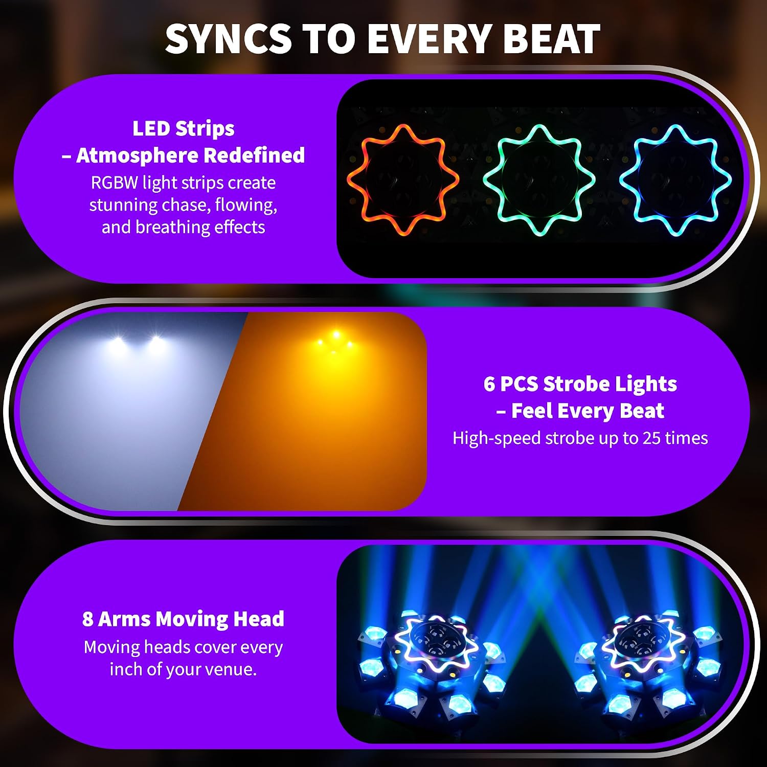 200W Disco Party Lights 8 Arm  - Audio Music Dj ulasan dan harga